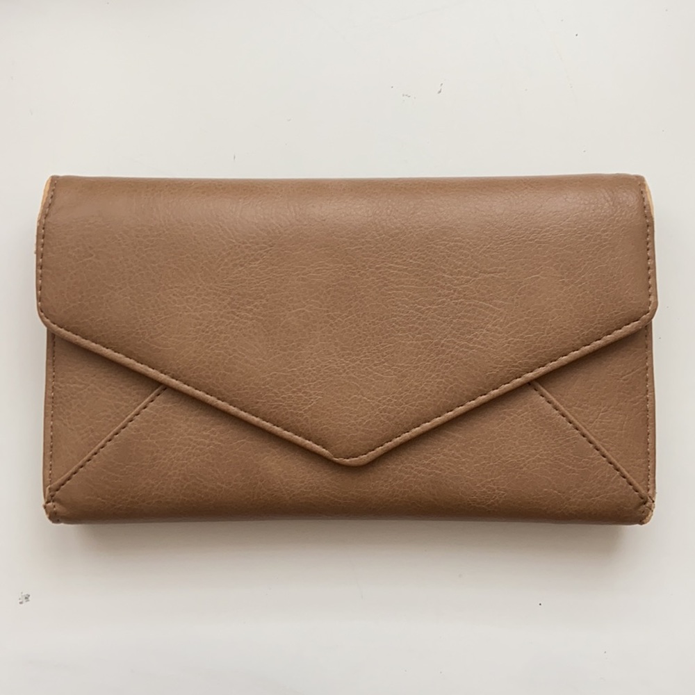Camel (Faux) Leather Clutch/Wallet